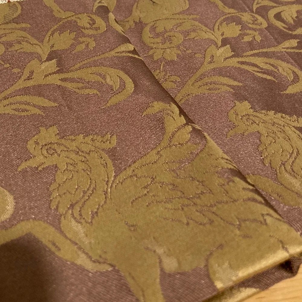 3 Griffin Damask Fabric Samples Brown Classical Remnant Memo Samples 2000s Vtg